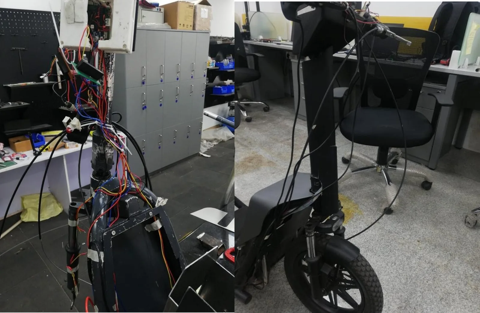 Wire harness evolution from Iteration 1 (left) to Iteration 3 (right) showing improved organization